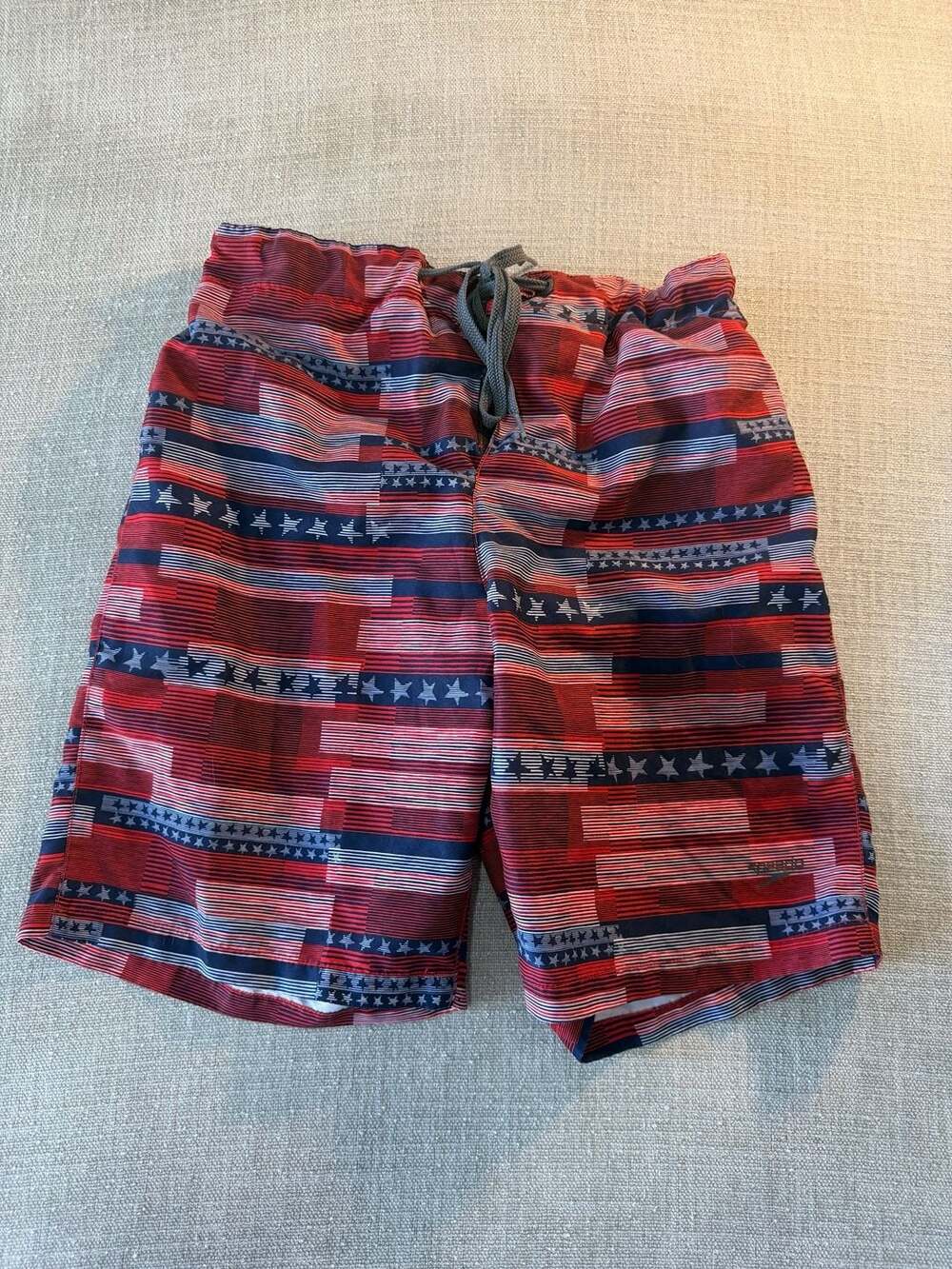 Speedo Men's American Flag Print Swim Trunks Size Small